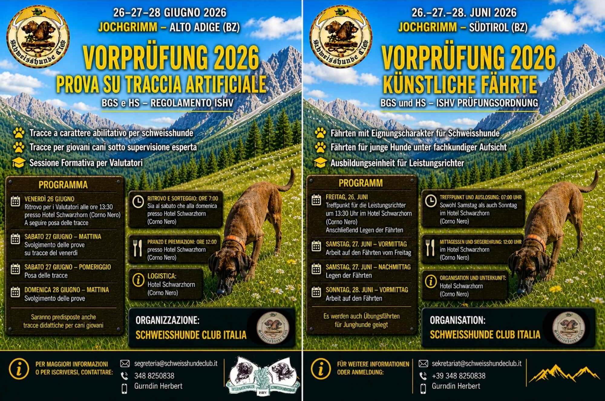 Locandina della Vorprüfung SHCI di Jochgrimm – Passo Oclini del 26, 27 e 28 giugno 2026